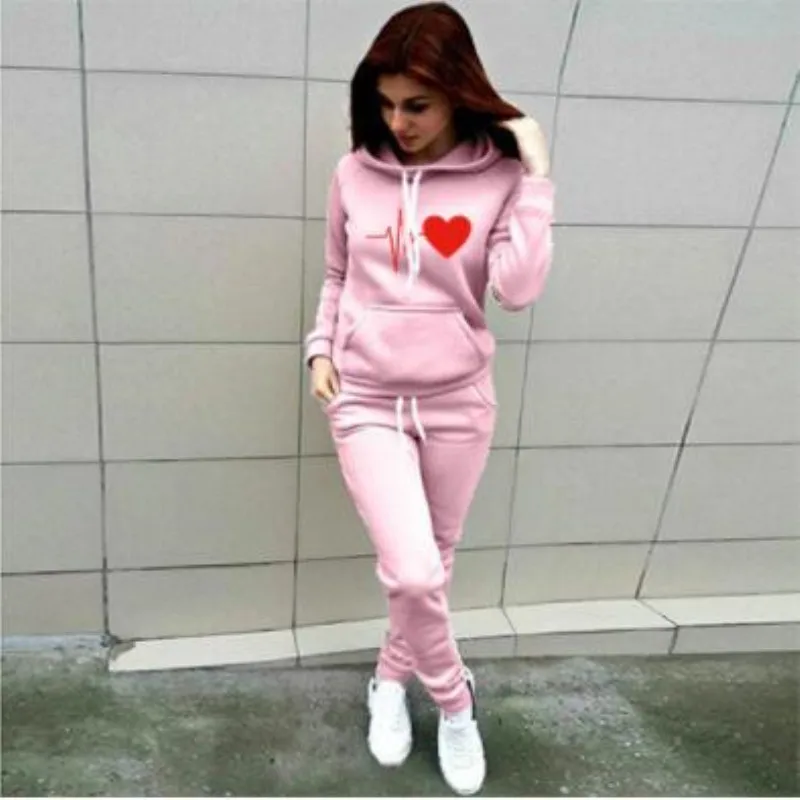 

Plus Size 5XL Autumn Winter 2 Piece Set Women Hoodie Pants Printed Tracksuit Pullover Sweatshirt Trousers Pockets Tracksuit