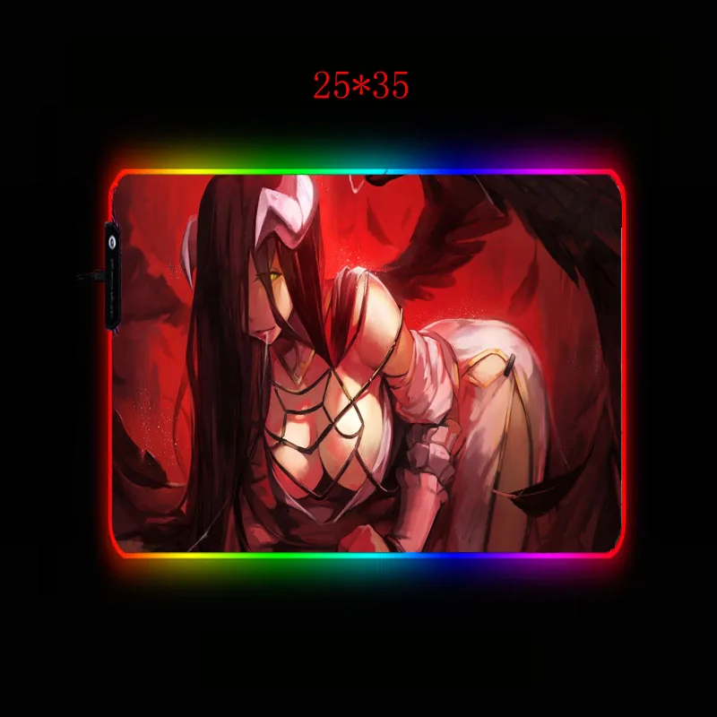 mrgbest anime overlord led gaming mouse pad rgb large gamer mousepad usb keyboard computer mat desk pad for pc laptop computer free global shipping