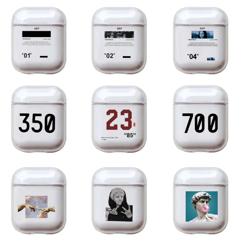

Cartoon Letters Hard Case For Apple Airpods 2 Cover Luxury Transparent Earphone Case Simple Cute Art Headset Box For airpod Pro