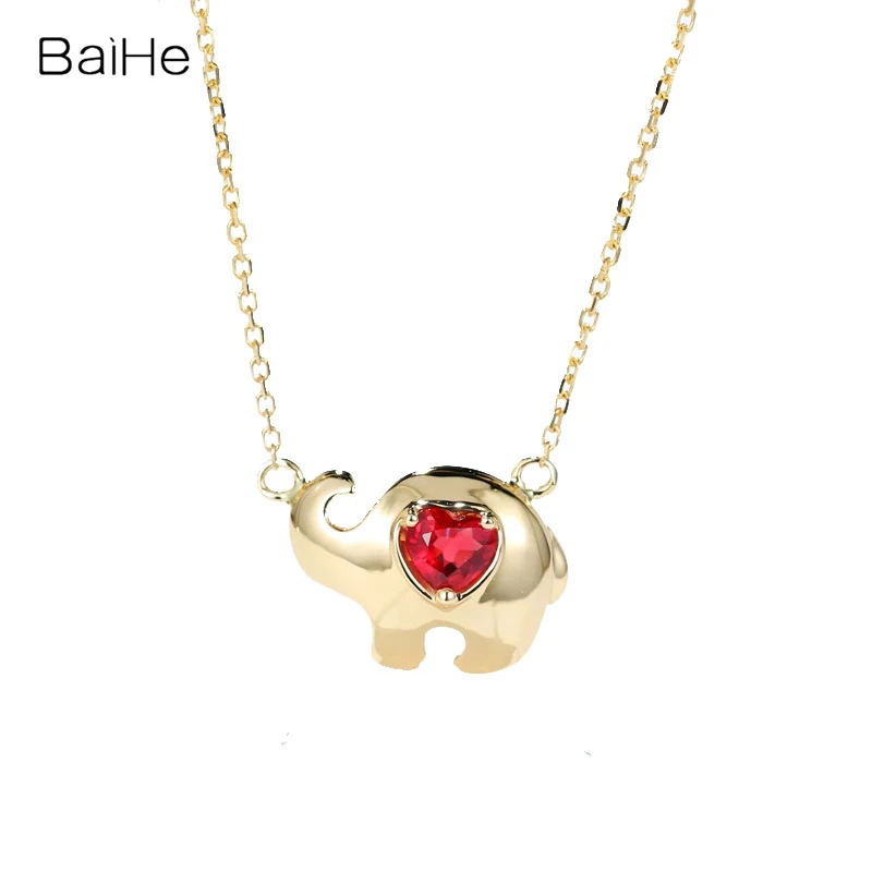 BAIHE Твердые 18K желтое золото 0.20ct сертифицированные сердца Cut натуральные