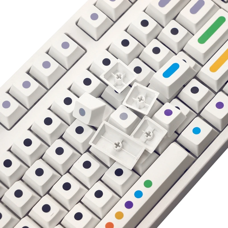 

128-key Cherry Profile PBT Key Caps,White Origin Keycap, Five-sided Sublimation H052