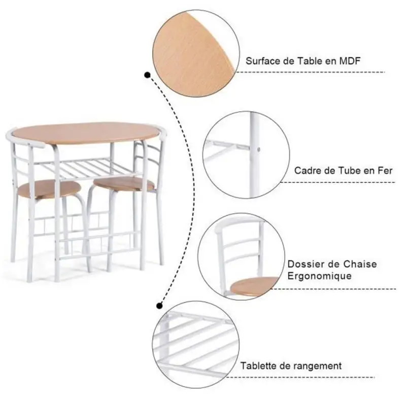 Kaufen Ensemble De 3 Pièces Avec Tisch Et 2 Chaises Meuble De Salle À Krippe Set De Bistro Gießen Küche Salle À Krippe Tische HWC