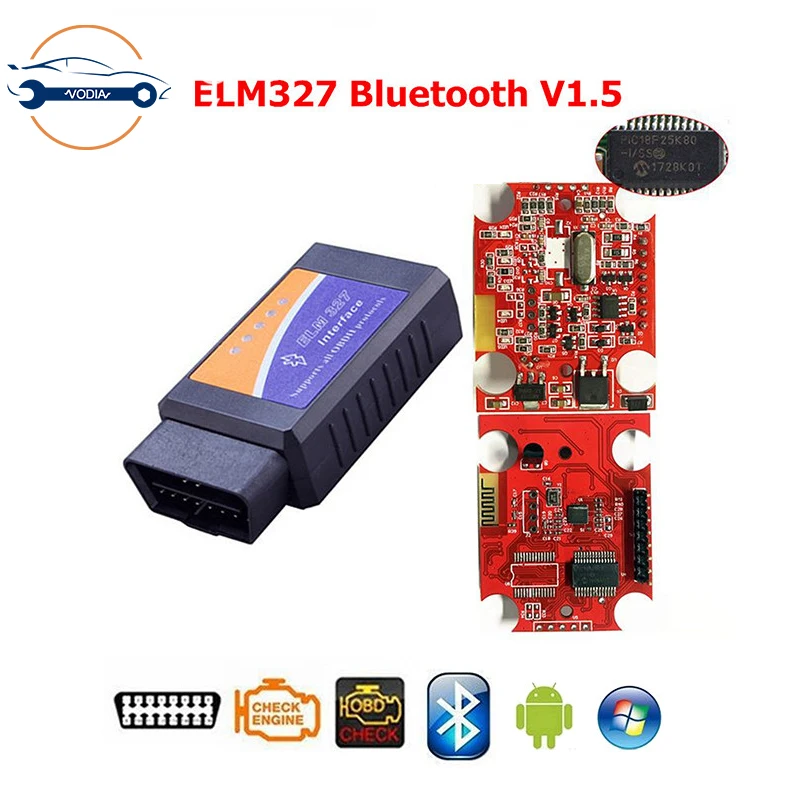 ELM327 V1.5 Bluetooth OBD OBD2 автоматический считыватель кодов работает Android/PC поддерживает