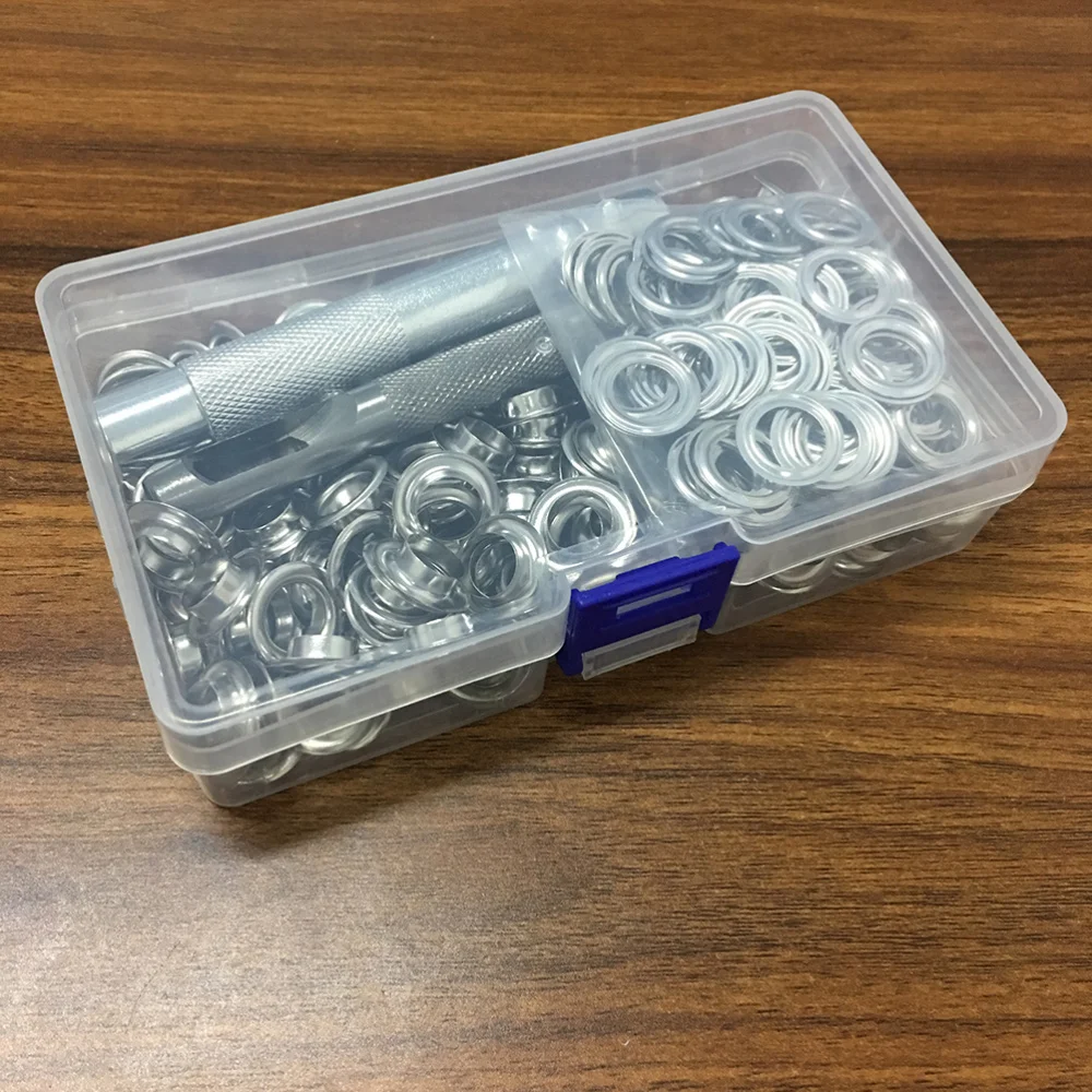 

100pcs 12mm Grommets Kit Metal Eyelets Button with 3PC Tools for Shoes Clothes Crafts (Silver)
