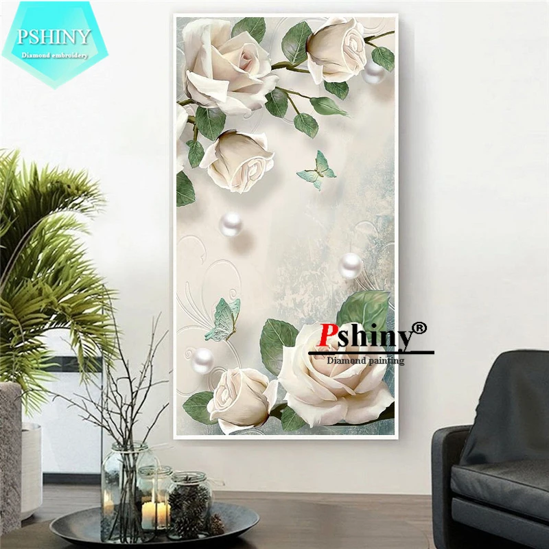 PSHINY 5D DIY Алмазная вышивка распродажа розы цветы картины с полным изображением