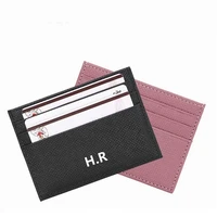customize own brand mini wallet genuine leather designer men women credit card holder bank slim minimalist purse money clip