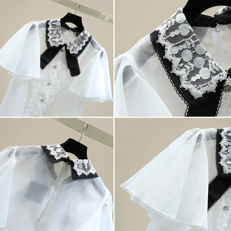 Женская летняя рубашка сексуальная перспективная шифоновая блузка 2020