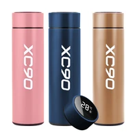 car logo mug laser engraving temperature display insulated cup stainless steel thermos flask for volvo xc90 xc60 v40 s80 s60 v40
