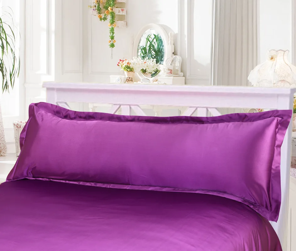 Enipate 120/150 Cm Long Pillowcase White Solid Pillow Case Cover Silk Satin Fabric Home Textile 1pc 2 Size for Bedroom33 on - Подушечный чехол Enipate длиной 120/150 см, белый, однотонный, из шелковой атласной ткани, домашний текстиль, 1 шт., 2 размера дл
