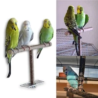 bird parrot cage toys training t perch grinding chewing parakeet wood stand p15d