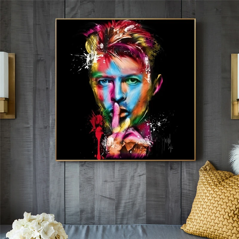 Картина маслом известного рокера Дэвида Боуи на холсте Настенная картина