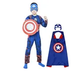Детский костюм Капитана Америкащит на ХэллоуинКарнавал плащ супергерояперчатки косплей костюм для вечеринки