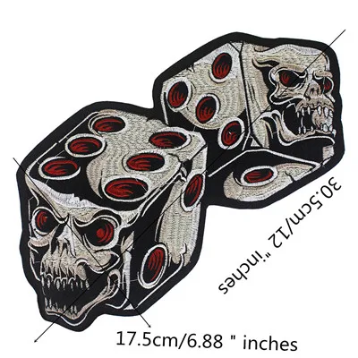 Dice Skull Patches Skull Patch Iron On Embroidered Patch for Jacket Clothes Vest DIY Apparel Accessories Sewing Applique - Цвет: C