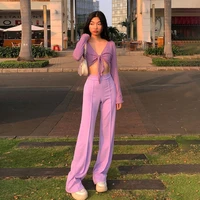 2021 summer y2k casual pants high waist solid straight loose purple long pants fashion all match soft streetwear women trousers