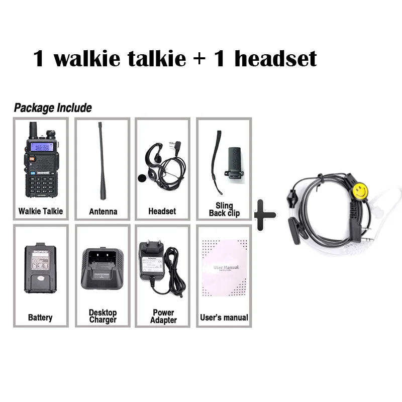 Baofeng UV-5R III трехдиапазонная двойная антенна 5 Вт VHF и UHF портативная Мобильная приемопередатчик радиоприемники Comunicacion Pinganillo Baofeng - Цвет: add a smile headset