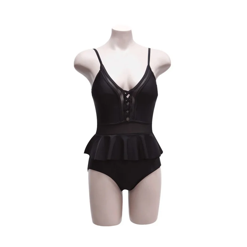 

Rhyme Lady Solid Women Retro Elastic High Waist Backless One Piece Swimwear Sexy Bathing Suits 2020 Beachwear
