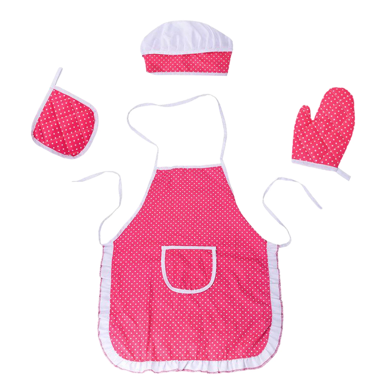

4Pcs/Lot Child Chef Dress Up Clothes Cooking Baking Tools Pretend Play Kitchen Apron Chef Kitchen Play House Toy