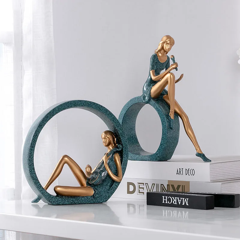 Украшения для дома из смолы 2 шт./компл. фигурка молодой девушки музыкальный