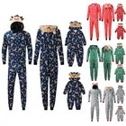 Женский Рождественский семейный комбинезон с принтом оленей, домашняя одежда на молнии