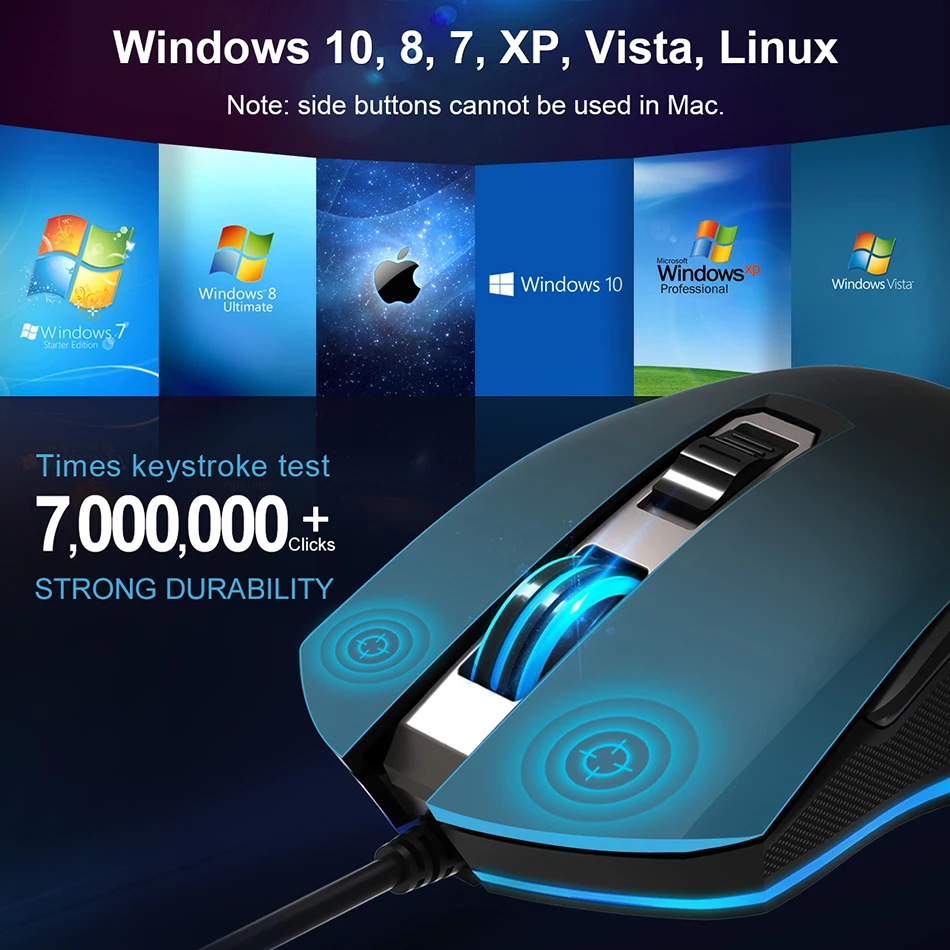 TeckNet компьютерная игровая мышь 7200 dpi программируемая мышь Проводная компьютерная мышь Игровые мыши 6 кнопок для ПК Игровые ноутбуки