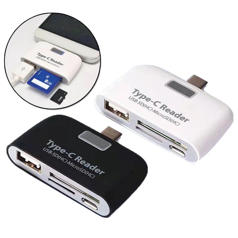 

Multi-function 4 in 1 OTG/TF/SD Smart Card Reader with Micro USB/Type C Charge Port for Samsung Galaxy S6 Edge For Phone