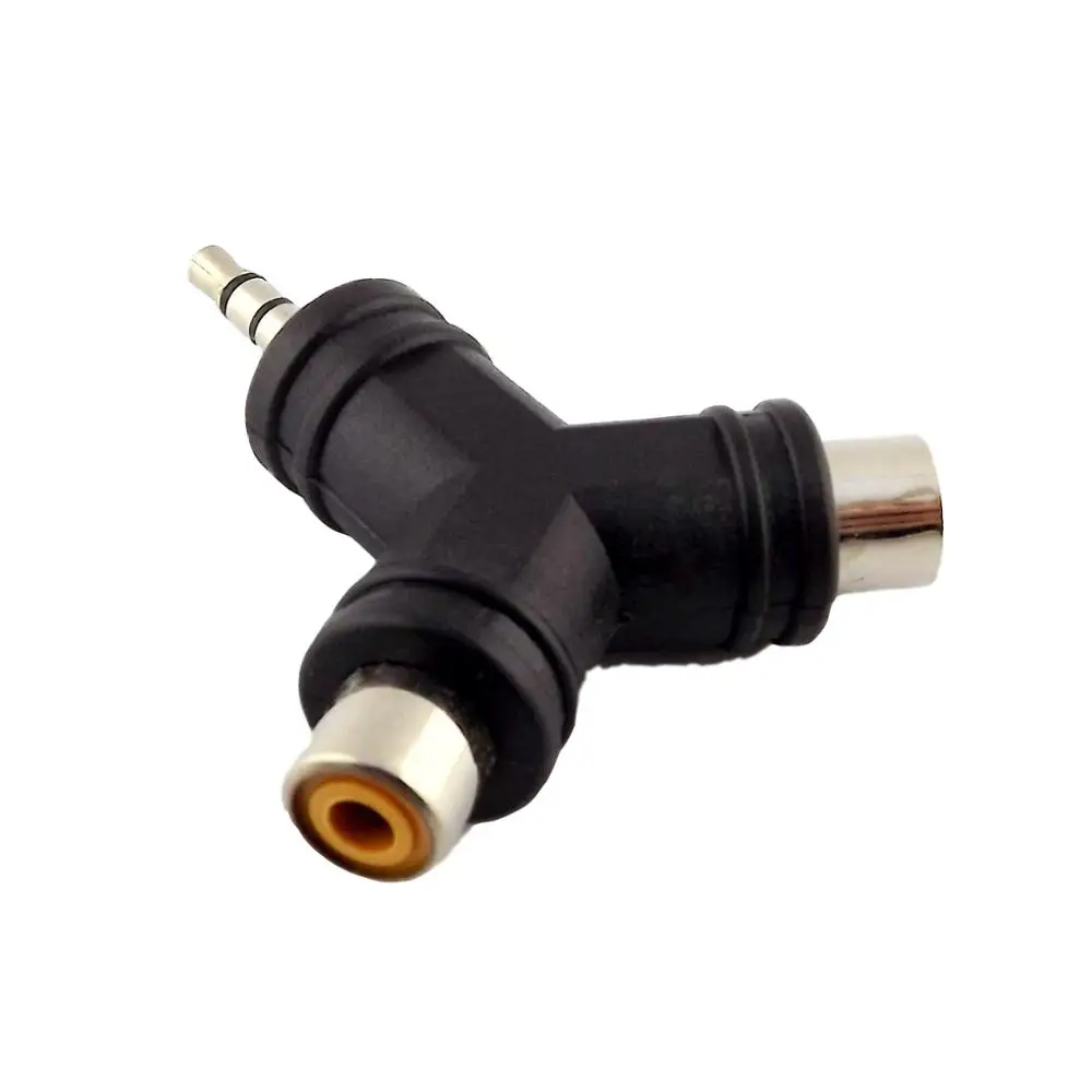 1 шт. аудио-разветвитель конвертер черный 3,5 мм стерео-штекер для наушников на два женских разъема RCA Phono.