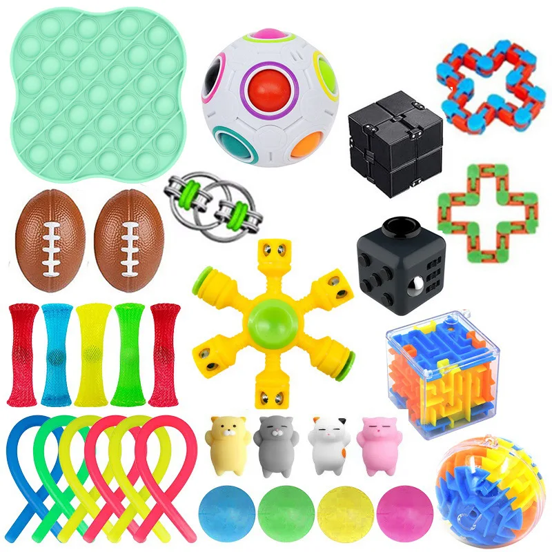 

31 Pack Fidget Toys Sensory Set Antistress Relief Pops it Bubble Autism Anxiety Anti Stress Decompression Toy for Kids Adults