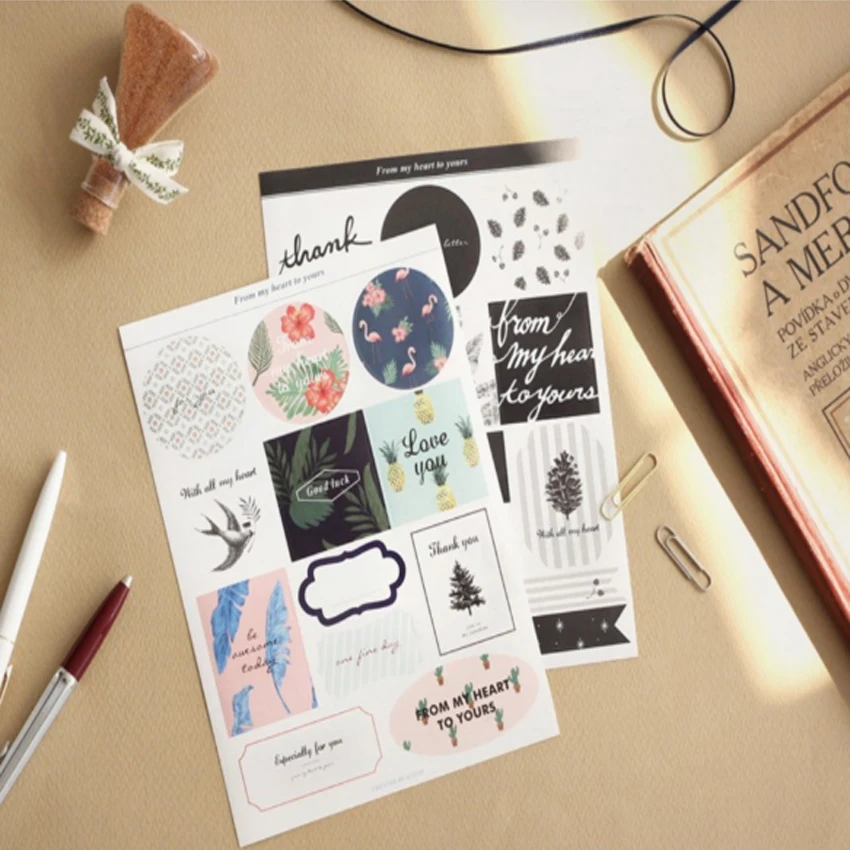 60 шт мультфильм Рождество лося черный белый Упаковка Этикетка Фламинго печать