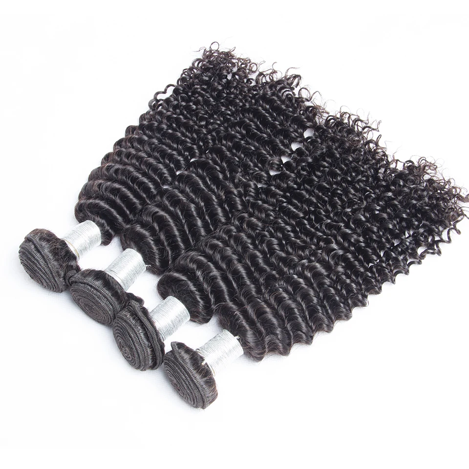 Глубокие кудрявые пучки с фронтальной 13x4 кружевной фронтальный пучок пучками