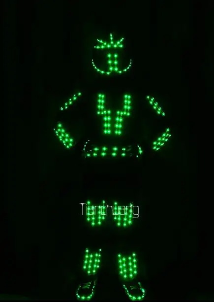 

RGB robot dance LED costumes Full color colorful light clothe wears ballroom programmable dj suit performance