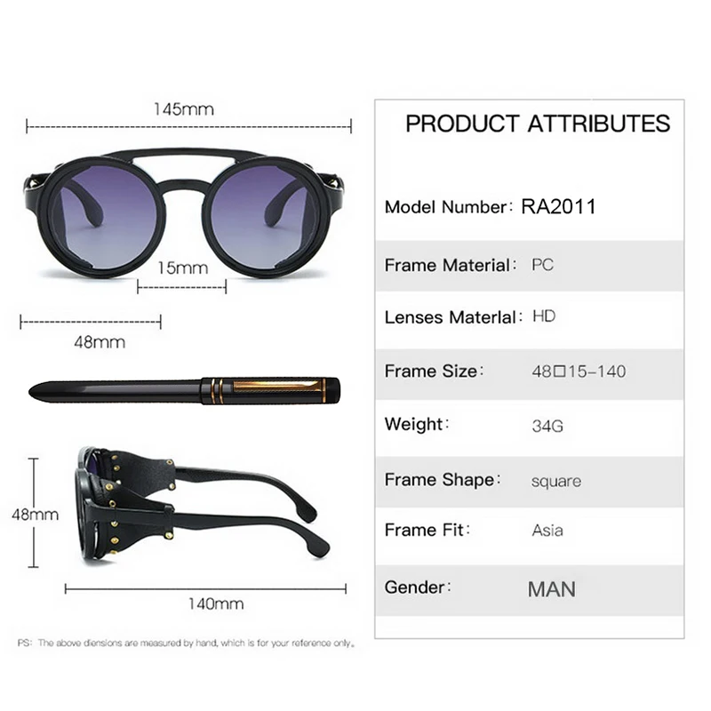 RUGIADA Новый Ретро винтажный круглый поляризованный панк стимпанк Солнцезащитные