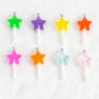 10pcs flatback resin star lollipop charms candy pendant for earrings diy keychain parts