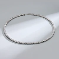 sterling silver 925 cubic zirconia prong set choker chain necklace 234mm for wedding women and girls with gift pouch