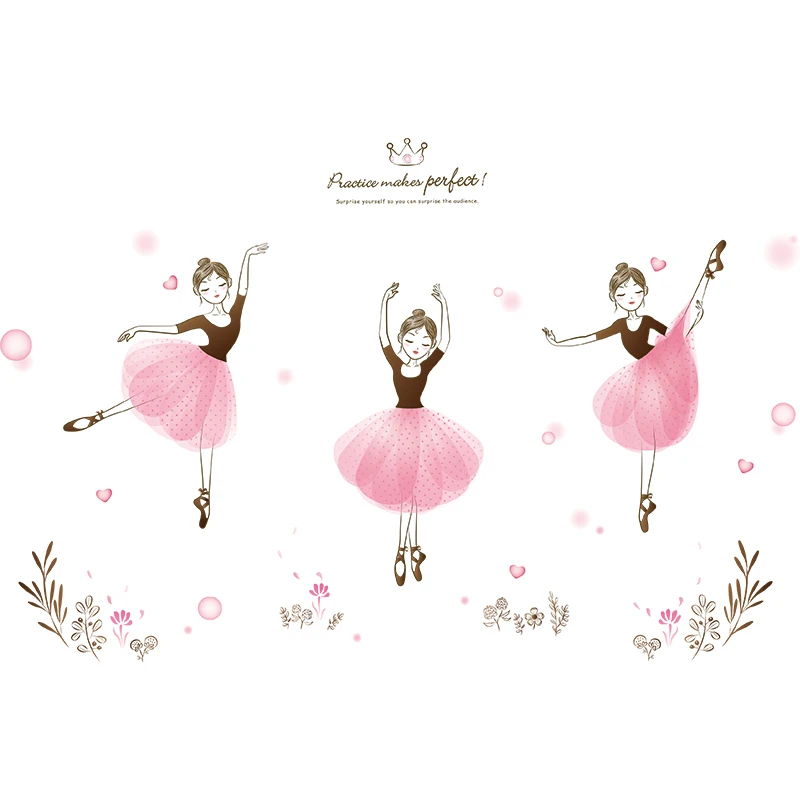 

Creative Ballet Girl Wall Stickers for Kids Rooms Teenager Bedroom Wall Decoration Dance Classroom Decals Wallpaper Removable