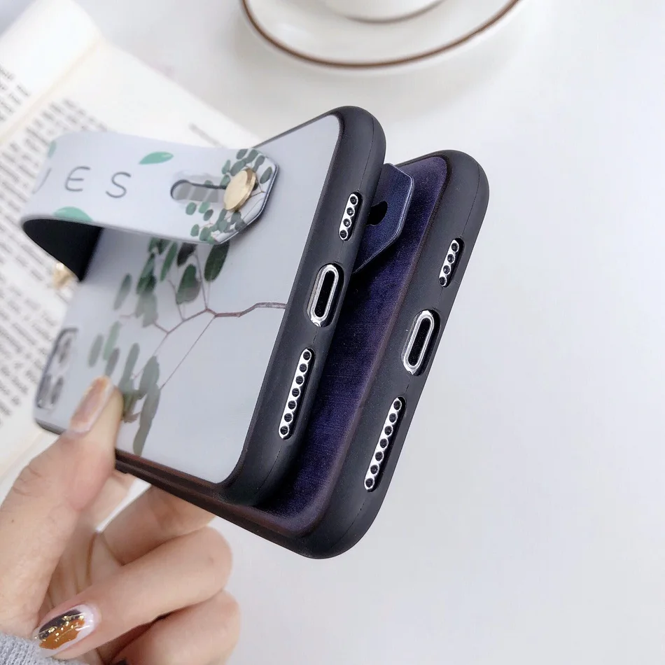 Чехол AXBETY для iPhone 11 7 XR 8 Plus Pro XS MAX Модный цветочный чехол с мультяшным шнурком и
