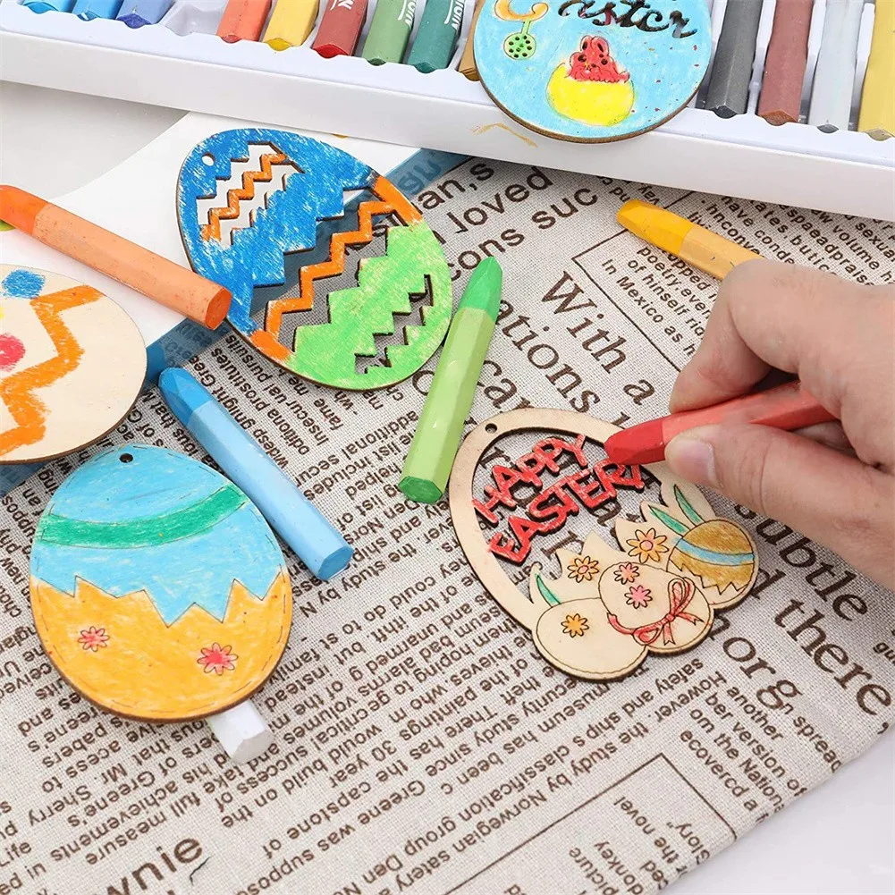 

10pcs Easter Eggs Rabbit Bunny Wooden Pendant Easter Decor Hanging Craft For DIY Home Party Kids Gift Easter Decor Supplies