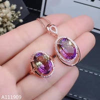 kjjeaxcmy boutique jewelry 925 sterling silver inlaid ametrine luxury noble necklace pendant ring womens set support detection