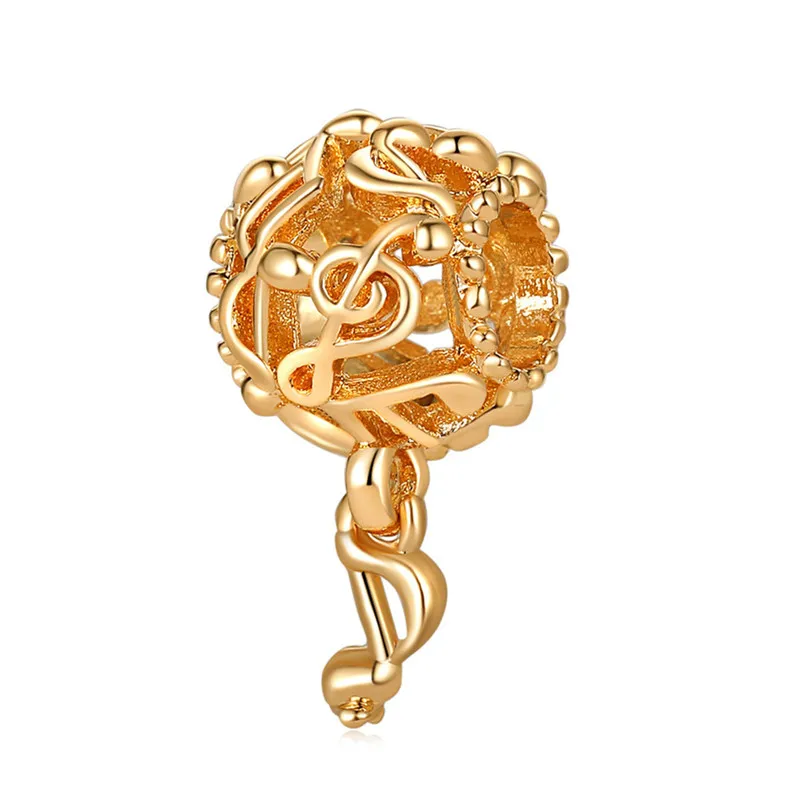 Golden Color Zircon Sparkling Gold Charm fit Original Pandora charms Silver bracelet DIY Women Jewelry images - 6