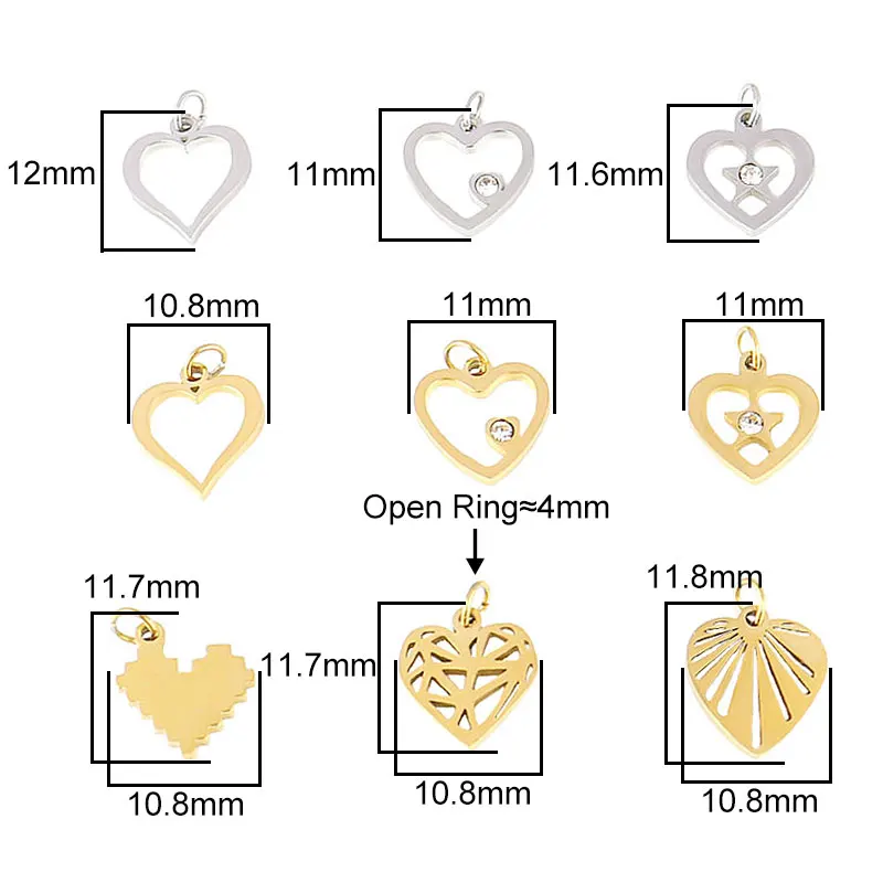 5 шт. подвески из нержавеющей стали в виде сердца | Украшения и аксессуары