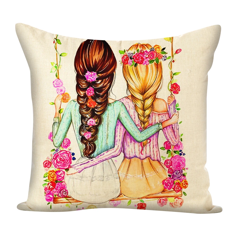 45x45 см квадратный город девушка Подушка Чехол для подушки дом автомобиль Диван