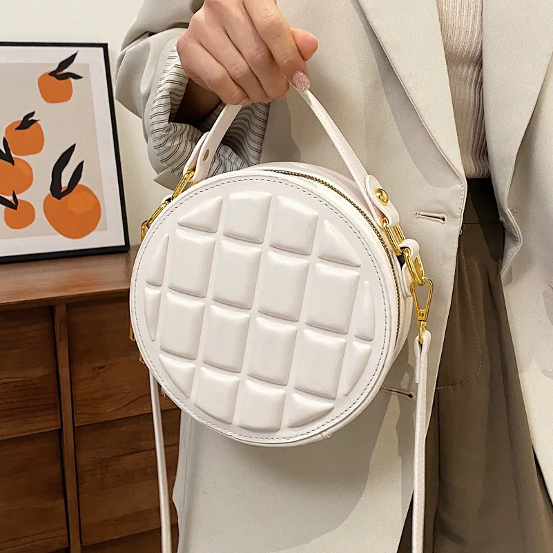 high quality rhombus chocolate square round cake handbag female bag 2021 new korean fashion one shoulder messenger waist bag free global shipping