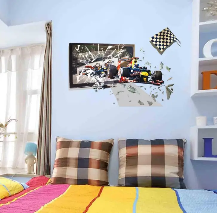 Художественная роспись своими руками Съемная Настенная Наклейка гонки из