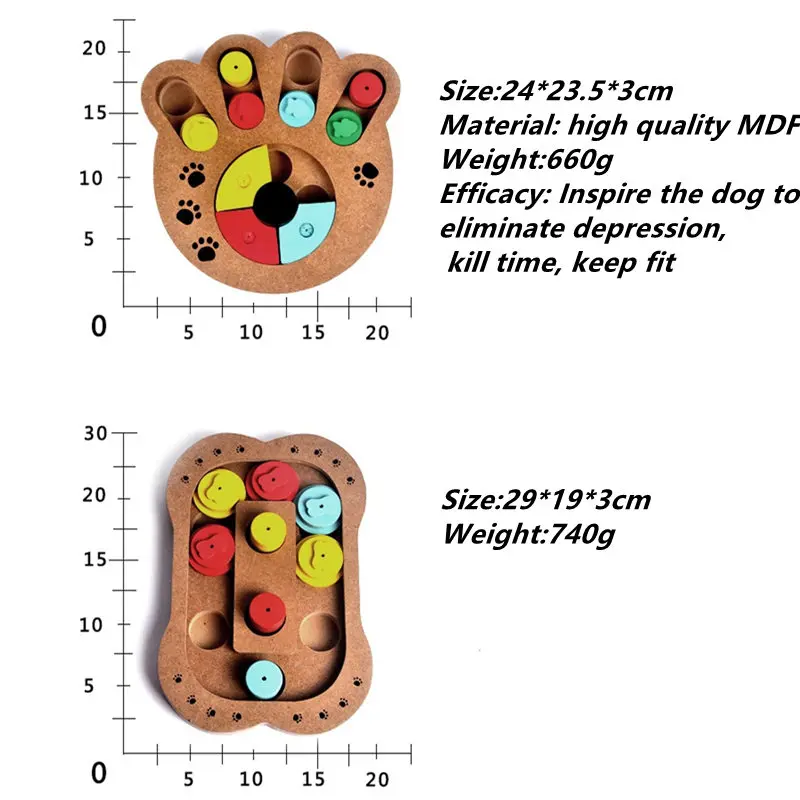 

Puzzle Dogs Toys Bones Paw Shape Wooden Fun Feeding Multi-functional Interactive Dog Toys for Cats Pet Feeder Educational 1pcs