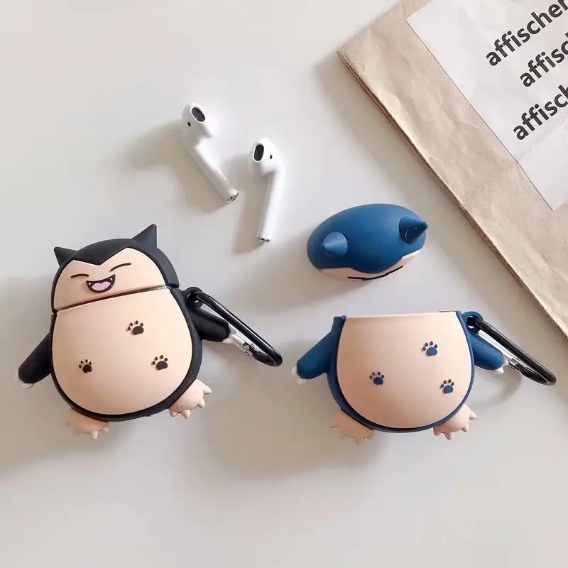 Для Apple AirPods Kawaii аниме чехол 3D милый мультфильм снорлакс кабигон медведь беспроводные наушники чехол для Airpods 2 Earpods Shell