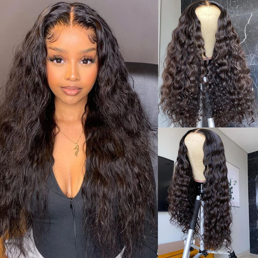 

Deep Water Wave Closure Wig Human Hair Lace Frontal Wigs 13x4 Lace Front Wig PrePlucked Bleached Knots Wigs 5x5 Silk Base Wig