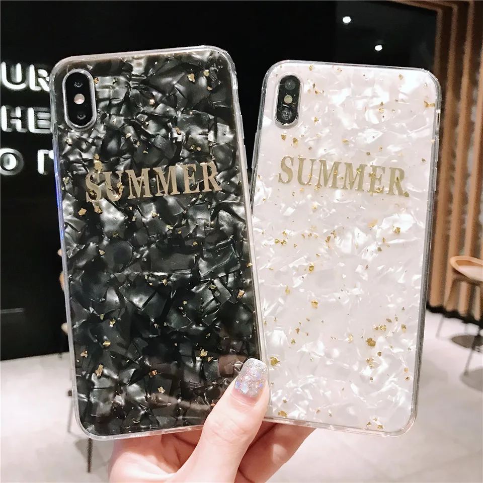 Summer Gold shell style soft cellphone fundas cover for iPhone 8 plus phone cases For Apple X XR XS MAX 7 6 6s |