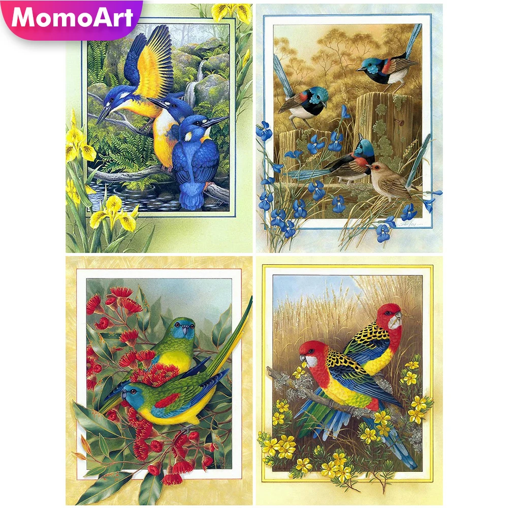 

MomoArt 5D алмазов картина животных полная квадратная Алмазная вышивка птица мозаика Стразы Вышивка крестиком, ручная работа, подарок