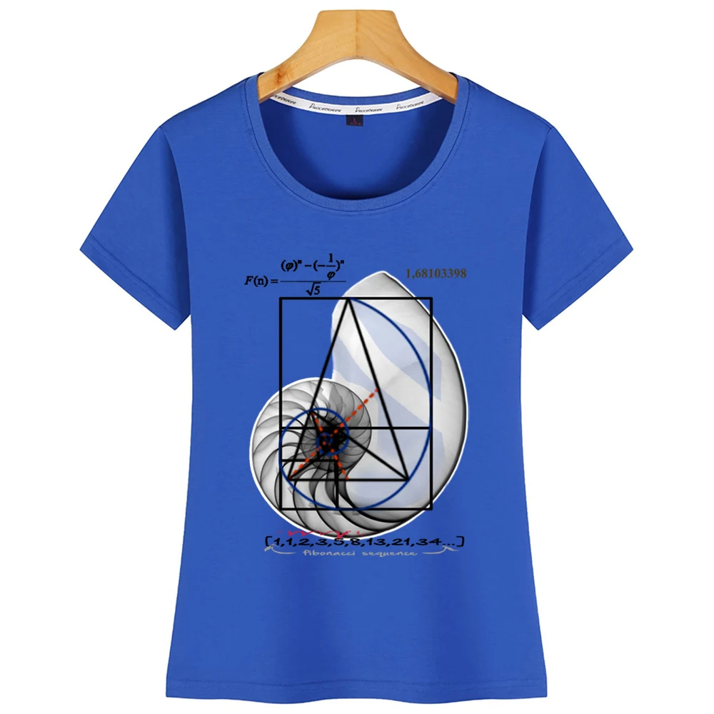 Женская футболка с Фибоначчи 3 забавная короткая Harajuku | одежда