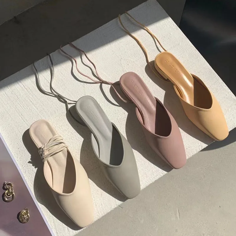 

2021 New Summer Women Sandals Ankle Strap Round Toe Low Heel Mules Shoes Ladies Casual Slides Dress Sandal Shoes Mujer