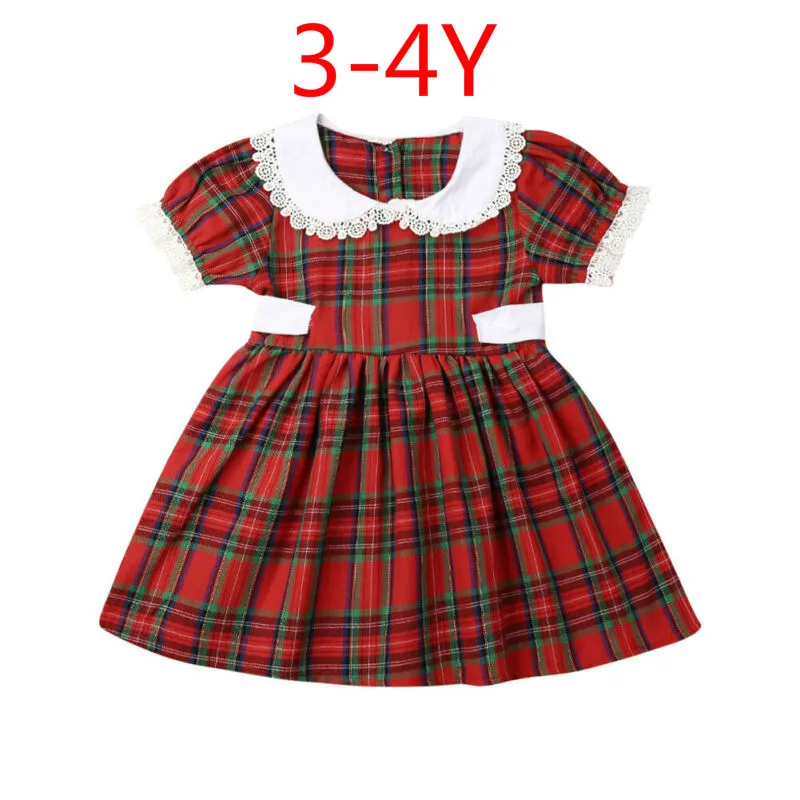Dress 3 to 4Y Одинаковая Рождественская одежда для больших и маленьких сестер детские красные ползунки в клеточку для маленьких девочек Рождественская одежда принцессы для девочек От 0 до 6 лет - Цвет: Dress 3 to 4Y
